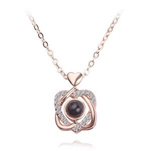 100 Languages I Love You Double Heart Projection Necklace